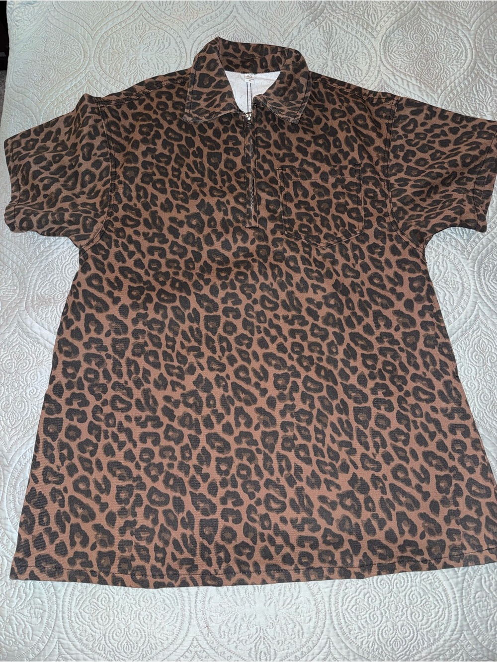 Women’s Oversized Denim Leopard Mini Dress